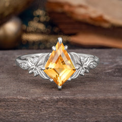 Luxe Vintage 4 Prong Kite-Cut Citrine Engagement Ring