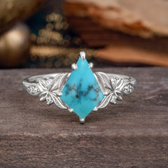 Luxe Vintage 4 Prong Kite-Cut Natural Turquoise Engagement Ring