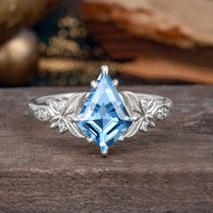 Luxe Vintage 4 Prong Kite-Cut Aquamarine Engagement Ring