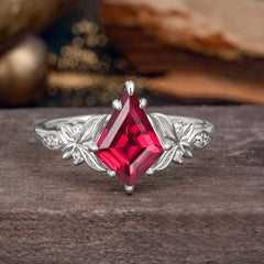 Luxe Vintage 4 Prong Kite-Cut Natural Ruby Engagement Ring