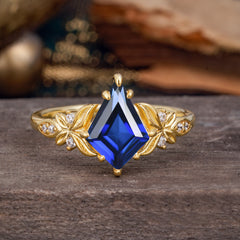 Luxe Vintage 4 Prong Kite-Cut Sapphire Engagement Ring