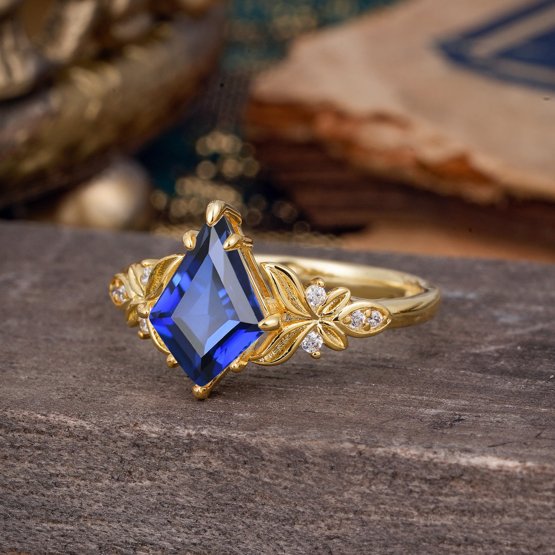 Luxe Vintage 4 Prong Kite-Cut Sapphire Engagement Ring - Romalar Jewelry