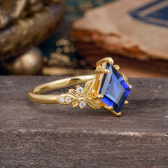 Luxe Vintage 4 Prong Kite-Cut Sapphire Engagement Ring