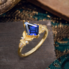 Luxe Vintage 4 Prong Kite-Cut Sapphire Engagement Ring