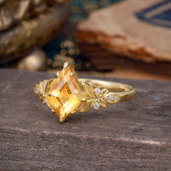 Luxe Vintage 4 Prong Kite-Cut Citrine Engagement Ring