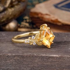 Luxe Vintage 4 Prong Kite-Cut Citrine Engagement Ring
