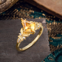Luxe Vintage 4 Prong Kite-Cut Citrine Engagement Ring