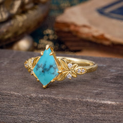 Luxe Vintage 4 Prong Kite-Cut Natural Turquoise Engagement Ring