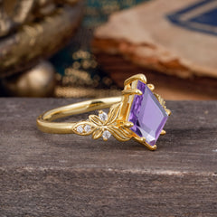 Luxe Vintage 4 Prong Kite-Cut Natural Amethyst Engagement Ring