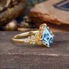 Luxe Vintage 4 Prong Kite-Cut Aquamarine Engagement Ring