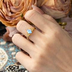 Luxe Vintage 4 Prong Kite-Cut Moonstone Engagement Ring