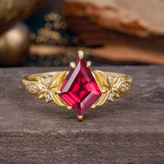 Luxe Vintage 4 Prong Kite-Cut Natural Ruby Engagement Ring