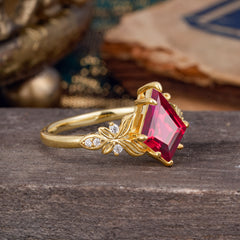 Luxe Vintage 4 Prong Kite-Cut Natural Ruby Engagement Ring