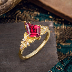 Luxe Vintage 4 Prong Kite-Cut Natural Ruby Engagement Ring