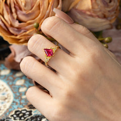 Luxe Vintage 4 Prong Kite-Cut Ruby Engagement Ring