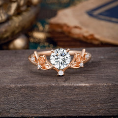 Nature-Inspired 4-Prong Round Lab Diamond Engagement Ring