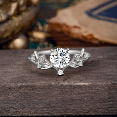 Nature-Inspired 4-Prong Round Lab Diamond Engagement Ring