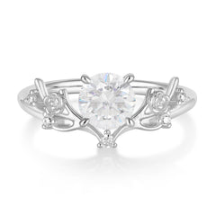 Nature-Inspired 4-Prong Round Moissanite Engagement Ring