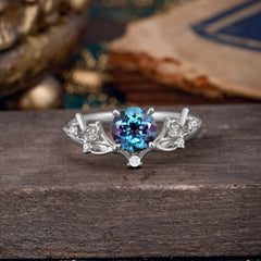 Nature-Inspired 4-Prong Round Natural Alexandrite Engagement Ring