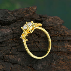 Nature-Inspired 4-Prong Round Moissanite Engagement Ring
