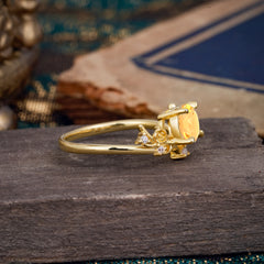 Nature-Inspired 4-Prong Round Citrine Engagement Ring