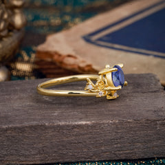 Nature-Inspired 4-Prong Round Tanzanite Engagement Ring