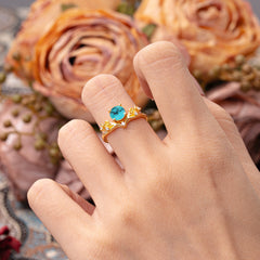 Nature-Inspired 4-Prong Round Turquoise Engagement Ring