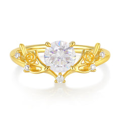 Nature-Inspired 4-Prong Round Moissanite Engagement Ring