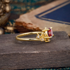 Nature-Inspired 4-Prong Round Natural Garnet Engagement Ring