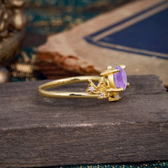 Nature-Inspired 4-Prong Round Amethyst Engagement Ring