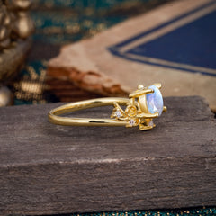 Nature-Inspired 4-Prong Round Moonstone Engagement Ring