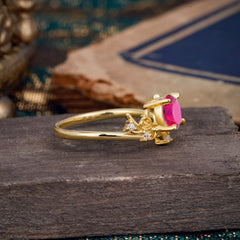 Nature-Inspired 4-Prong Round Natural Ruby Engagement Ring