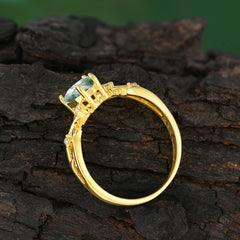 Luxury Vintage 4-Prong Pear-Cut Natural Moss Agate Engagement Ring