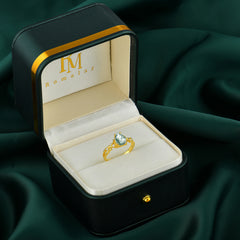 Luxury Vintage 4-Prong Pear-Cut Natural Moss Agate Engagement Ring