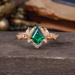 Kite Cut Nature-Inspired Emerald Engagement Ring