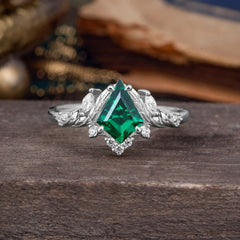 Kite Cut Nature-Inspired Emerald Engagement Ring