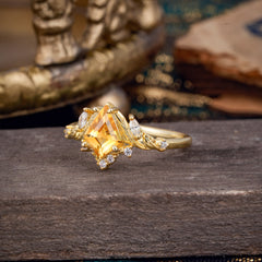Kite Cut Nature-Inspired Citrine Engagement Ring