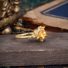 Kite Cut Nature-Inspired Citrine Engagement Ring