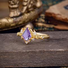 Kite Cut Nature-Inspired Amethyst Engagement Ring