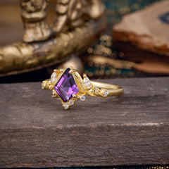 Kite Cut Nature-Inspired Amethyst Engagement Ring