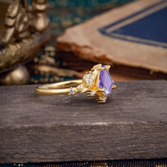 Kite Cut Nature-Inspired Amethyst Engagement Ring