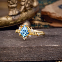 Kite Cut Nature-Inspired Aquamarine Engagement Ring
