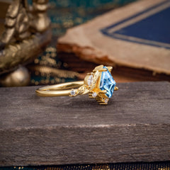 Kite Cut Nature-Inspired Aquamarine Engagement Ring
