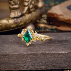 Kite Cut Nature-Inspired Emerald Engagement Ring