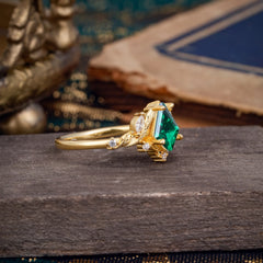 Kite Cut Nature-Inspired Emerald Engagement Ring