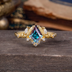 Kite Cut Natural Alexandrite Engagement Ring