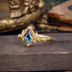 Kite Cut Natural Alexandrite Engagement Ring