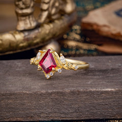 Kite Cut Nature-Inspired Ruby Engagement Ring
