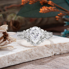 Naturally Inspired Luxury 4-Prong Oval Cut Moissanite Stacking Ring