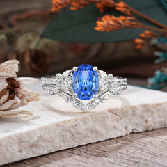 Naturally Inspired Luxury 4-Prong Oval Cut Sapphire Stacking Ring